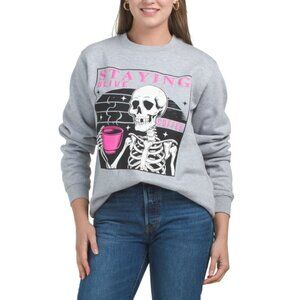 PACIFIC & CO Heather Grey Staying Alive Crew Neck Sweatshirt